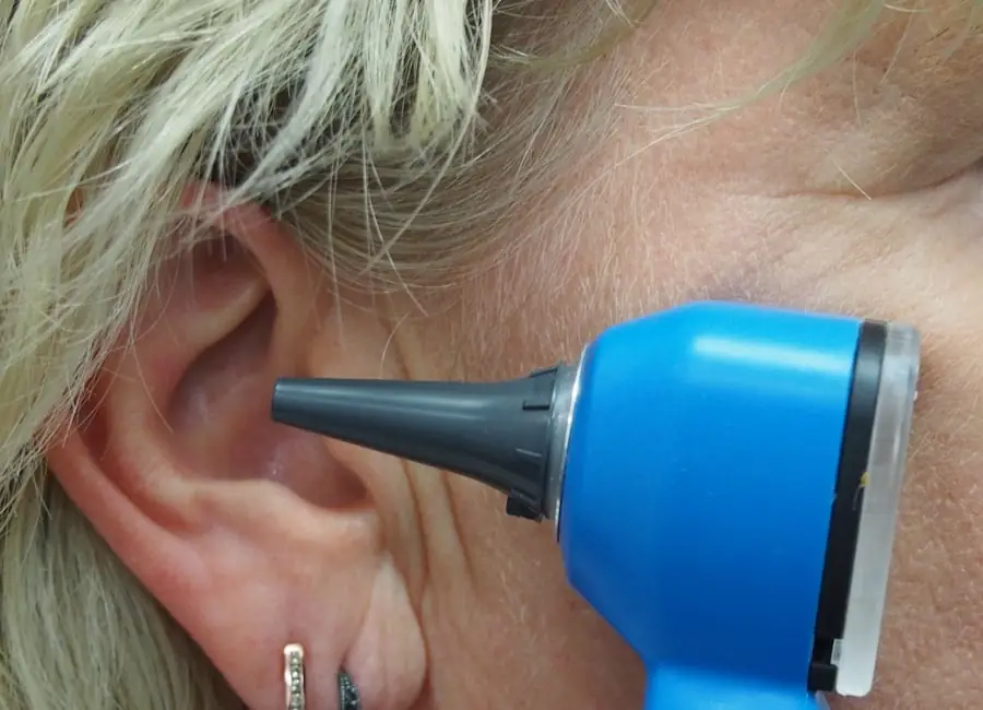 Otoscope examination of an ear