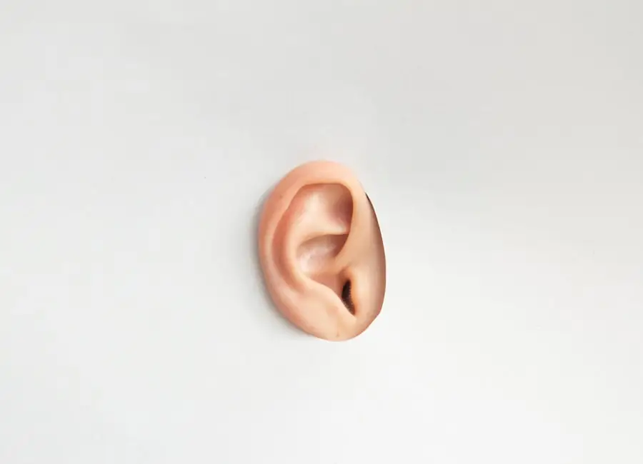 Close-up of an ear during Real Ear Measurement